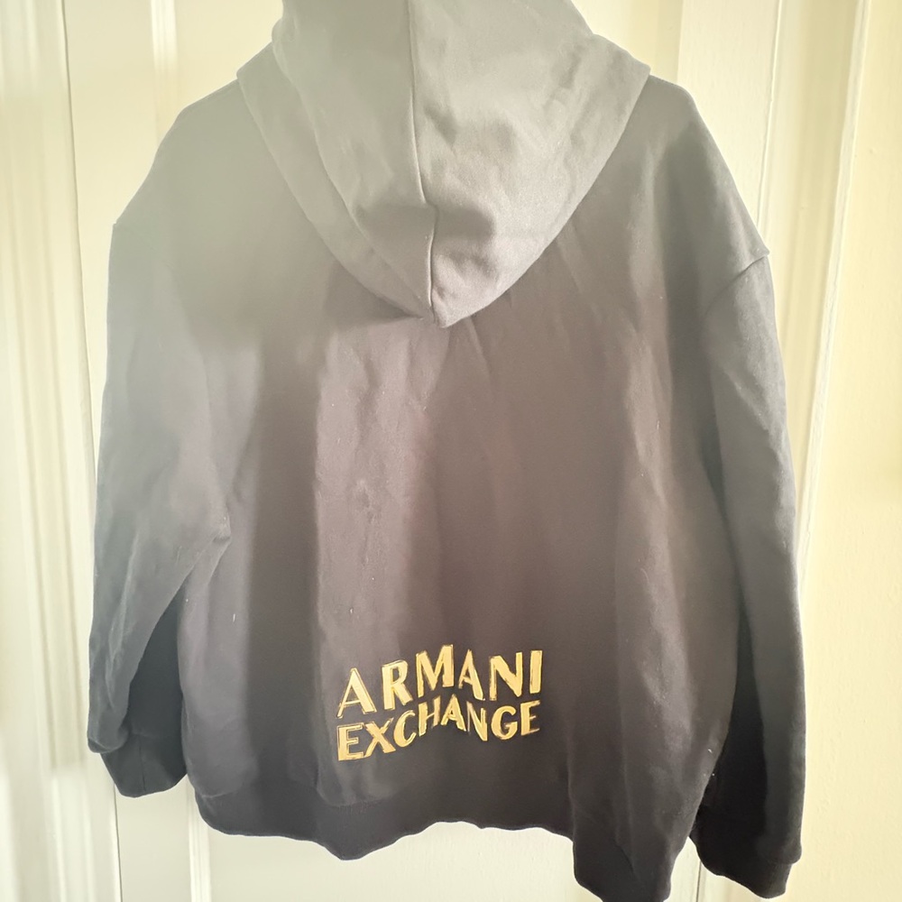 Armani Exchange Black Hoodie with Gold Logo